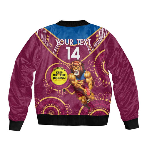 Custom AFL Brisbane Lions NAIDOC Week Bomber Jacket Keep The Fire Burning Indigenous Art