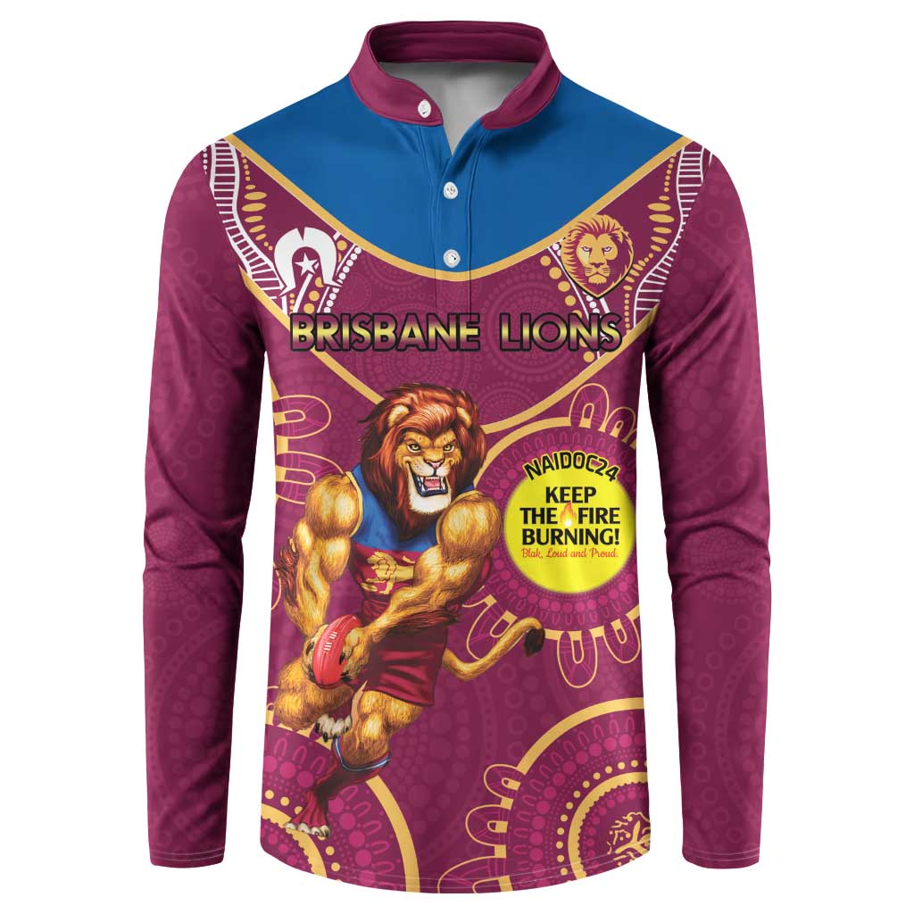 Custom AFL Brisbane Lions NAIDOC Week Button Sweatshirt Keep The Fire Burning Indigenous Art
