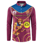 Custom AFL Brisbane Lions NAIDOC Week Button Sweatshirt Keep The Fire Burning Indigenous Art