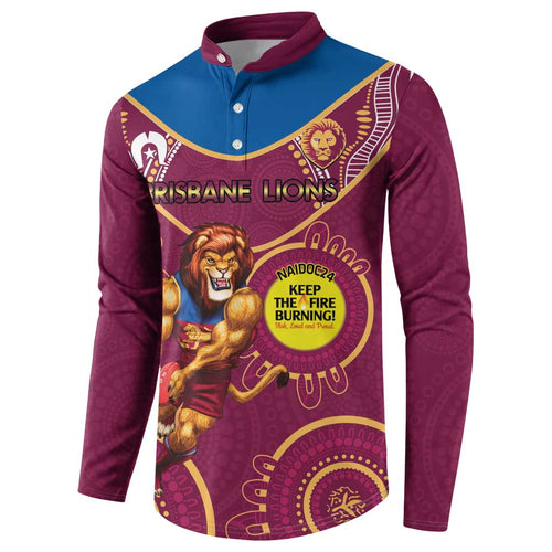 Custom AFL Brisbane Lions NAIDOC Week Button Sweatshirt Keep The Fire Burning Indigenous Art