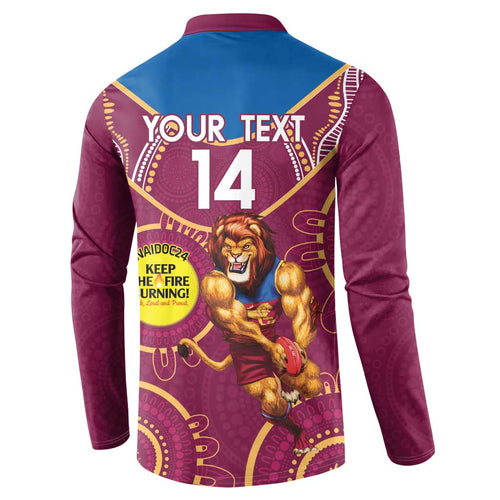 Custom AFL Brisbane Lions NAIDOC Week Button Sweatshirt Keep The Fire Burning Indigenous Art