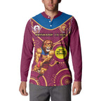 Custom AFL Brisbane Lions NAIDOC Week Button Sweatshirt Keep The Fire Burning Indigenous Art