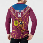 Custom AFL Brisbane Lions NAIDOC Week Button Sweatshirt Keep The Fire Burning Indigenous Art