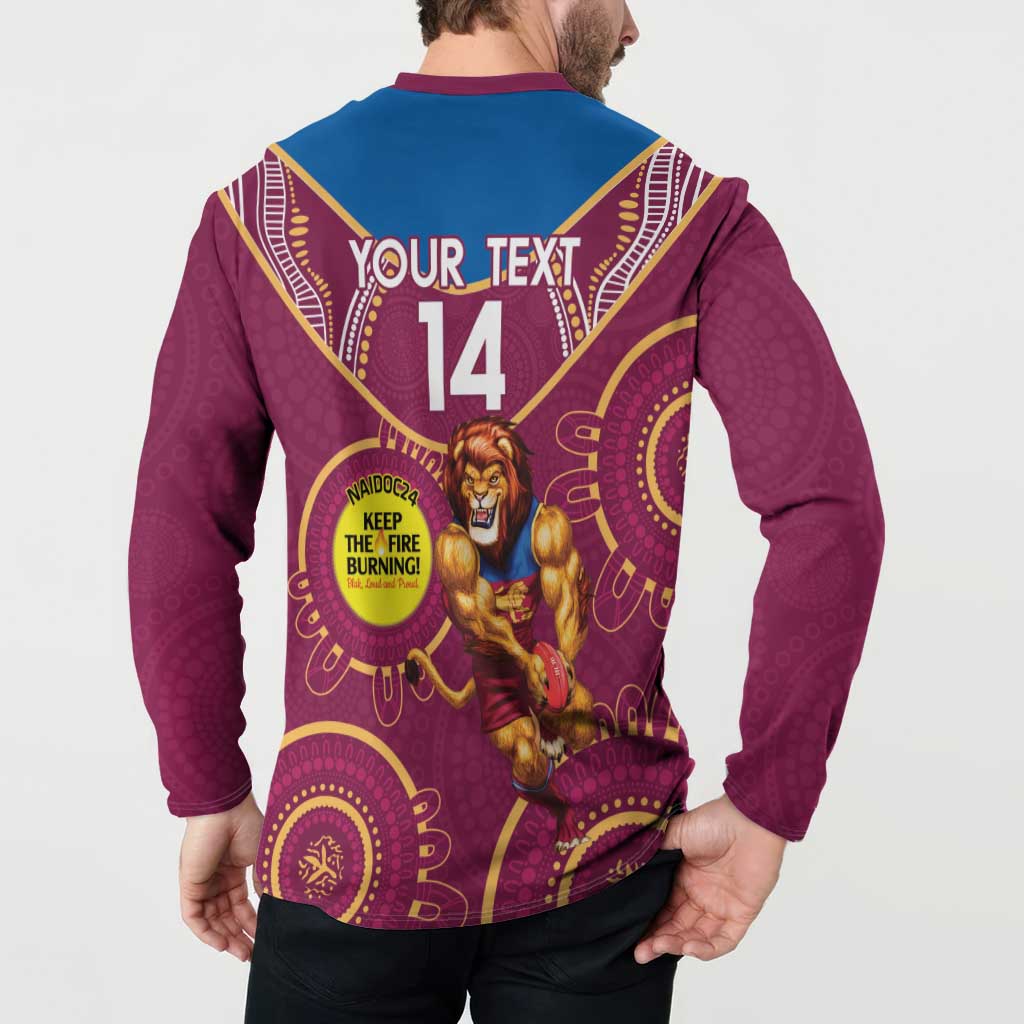 Custom AFL Brisbane Lions NAIDOC Week Button Sweatshirt Keep The Fire Burning Indigenous Art