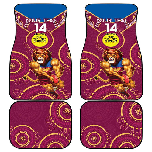 Custom AFL Brisbane Lions NAIDOC Week Car Mats Keep The Fire Burning Indigenous Art
