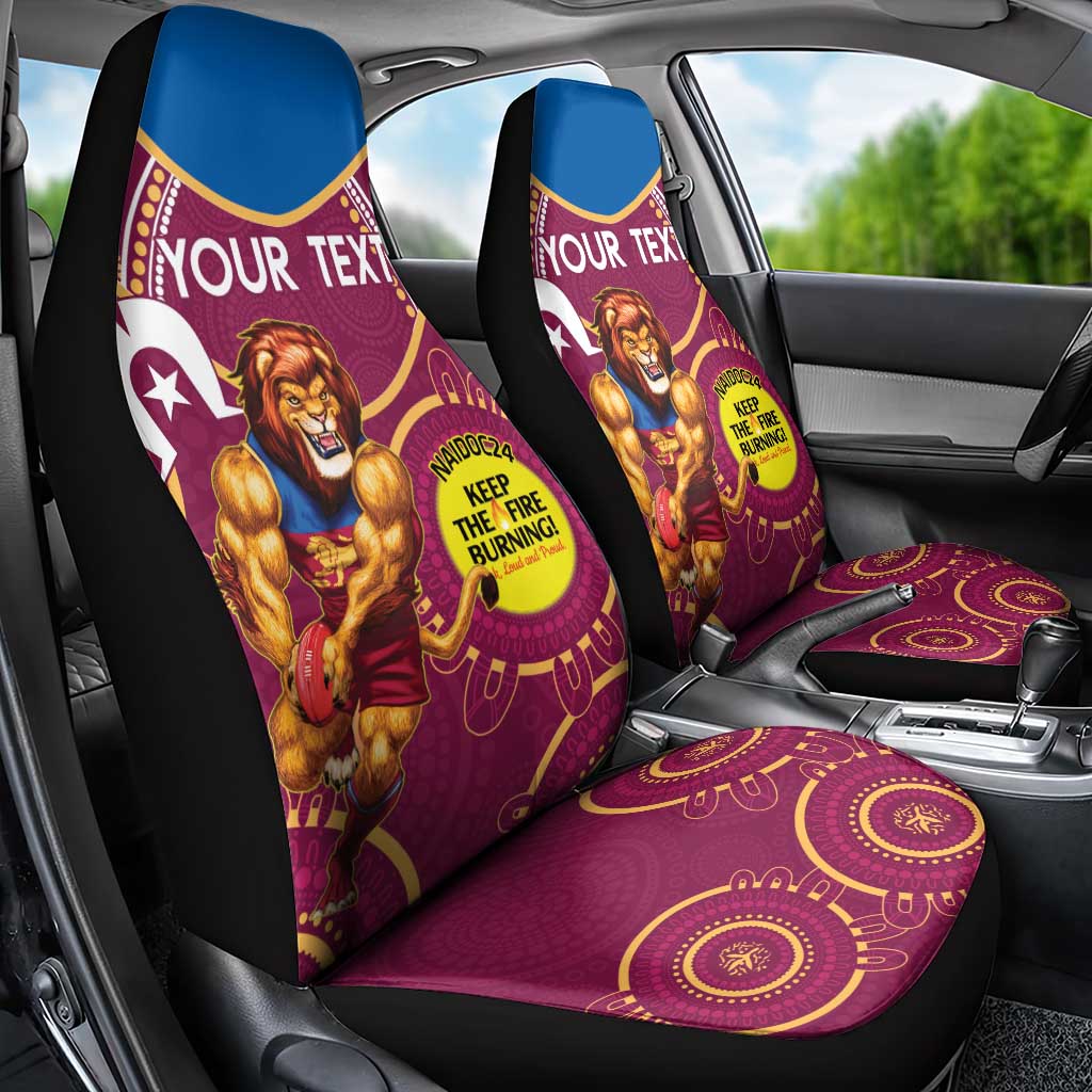 Custom AFL Brisbane Lions NAIDOC Week Car Seat Cover Keep The Fire Burning Indigenous Art