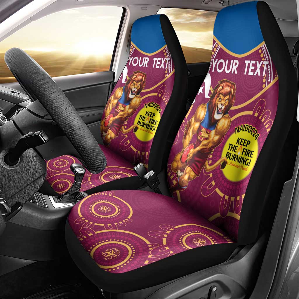 Custom AFL Brisbane Lions NAIDOC Week Car Seat Cover Keep The Fire Burning Indigenous Art