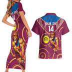 Custom AFL Brisbane Lions NAIDOC Week Couples Matching Short Sleeve Bodycon Dress and Hawaiian Shirt Keep The Fire Burning Indigenous Art