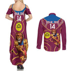 Custom AFL Brisbane Lions NAIDOC Week Couples Matching Summer Maxi Dress and Long Sleeve Button Shirt Keep The Fire Burning Indigenous Art