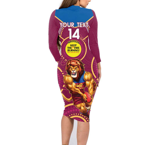 Custom AFL Brisbane Lions NAIDOC Week Family Matching Long Sleeve Bodycon Dress and Hawaiian Shirt Keep The Fire Burning Indigenous Art