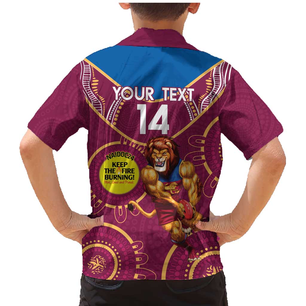 Custom AFL Brisbane Lions NAIDOC Week Family Matching Mermaid Dress and Hawaiian Shirt Keep The Fire Burning Indigenous Art