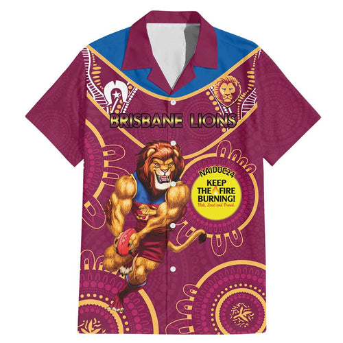 Custom AFL Brisbane Lions NAIDOC Week Family Matching Mermaid Dress and Hawaiian Shirt Keep The Fire Burning Indigenous Art