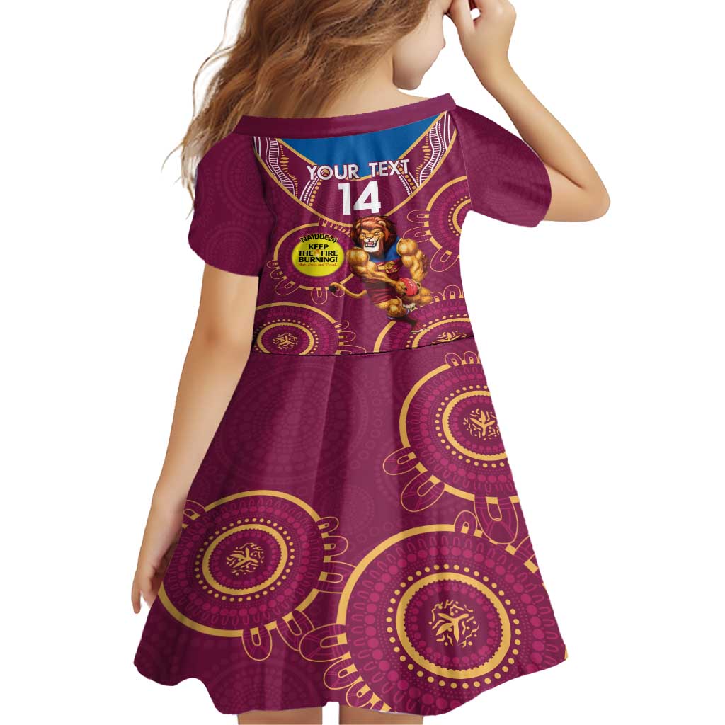 Custom AFL Brisbane Lions NAIDOC Week Family Matching Off Shoulder Maxi Dress and Hawaiian Shirt Keep The Fire Burning Indigenous Art