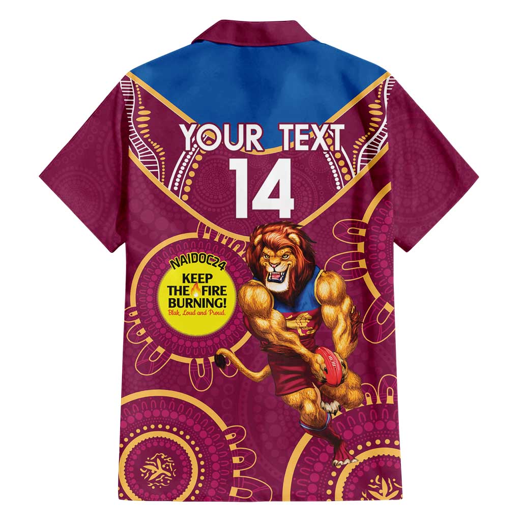 Custom AFL Brisbane Lions NAIDOC Week Family Matching Off Shoulder Maxi Dress and Hawaiian Shirt Keep The Fire Burning Indigenous Art
