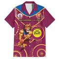 Custom AFL Brisbane Lions NAIDOC Week Family Matching Off Shoulder Short Dress and Hawaiian Shirt Keep The Fire Burning Indigenous Art