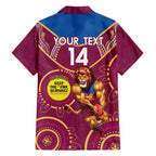 Custom AFL Brisbane Lions NAIDOC Week Family Matching Off Shoulder Short Dress and Hawaiian Shirt Keep The Fire Burning Indigenous Art