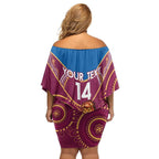 Custom AFL Brisbane Lions NAIDOC Week Family Matching Off Shoulder Short Dress and Hawaiian Shirt Keep The Fire Burning Indigenous Art