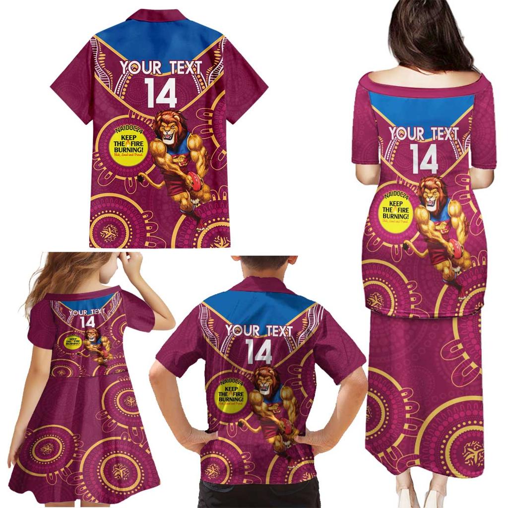Custom AFL Brisbane Lions NAIDOC Week Family Matching Puletasi and Hawaiian Shirt Keep The Fire Burning Indigenous Art