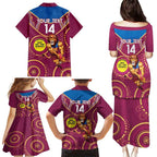 Custom AFL Brisbane Lions NAIDOC Week Family Matching Puletasi and Hawaiian Shirt Keep The Fire Burning Indigenous Art