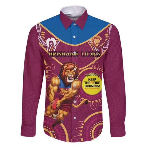 Custom AFL Brisbane Lions NAIDOC Week Family Matching Puletasi and Hawaiian Shirt Keep The Fire Burning Indigenous Art