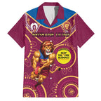 Custom AFL Brisbane Lions NAIDOC Week Family Matching Short Sleeve Bodycon Dress and Hawaiian Shirt Keep The Fire Burning Indigenous Art