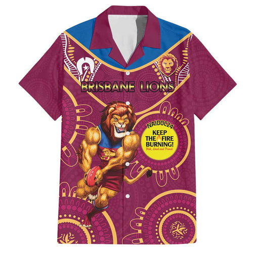 Custom AFL Brisbane Lions NAIDOC Week Family Matching Short Sleeve Bodycon Dress and Hawaiian Shirt Keep The Fire Burning Indigenous Art