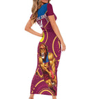 Custom AFL Brisbane Lions NAIDOC Week Family Matching Short Sleeve Bodycon Dress and Hawaiian Shirt Keep The Fire Burning Indigenous Art