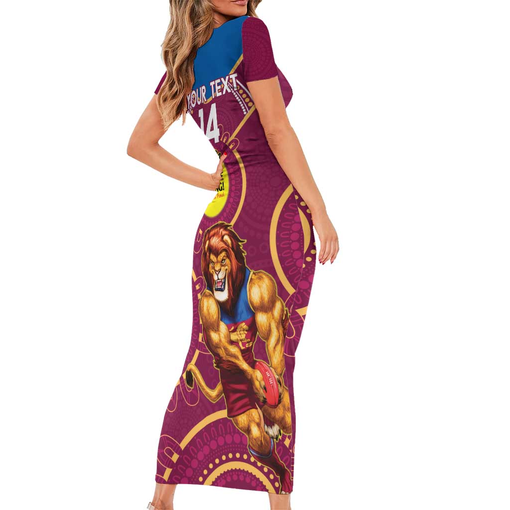 Custom AFL Brisbane Lions NAIDOC Week Family Matching Short Sleeve Bodycon Dress and Hawaiian Shirt Keep The Fire Burning Indigenous Art