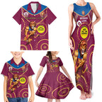 Custom AFL Brisbane Lions NAIDOC Week Family Matching Tank Maxi Dress and Hawaiian Shirt Keep The Fire Burning Indigenous Art