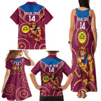 Custom AFL Brisbane Lions NAIDOC Week Family Matching Tank Maxi Dress and Hawaiian Shirt Keep The Fire Burning Indigenous Art