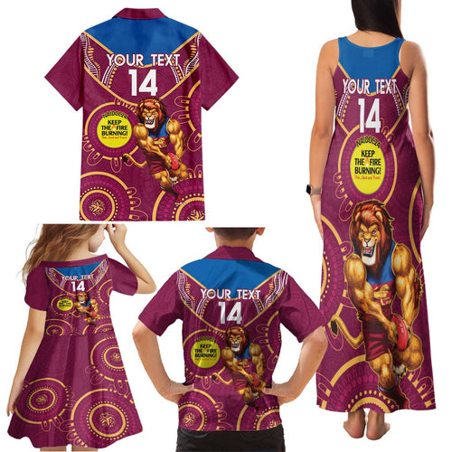 Custom AFL Brisbane Lions NAIDOC Week Family Matching Tank Maxi Dress and Hawaiian Shirt Keep The Fire Burning Indigenous Art