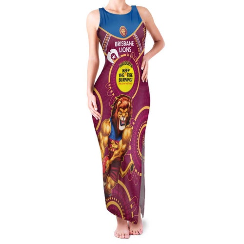 Custom AFL Brisbane Lions NAIDOC Week Family Matching Tank Maxi Dress and Hawaiian Shirt Keep The Fire Burning Indigenous Art