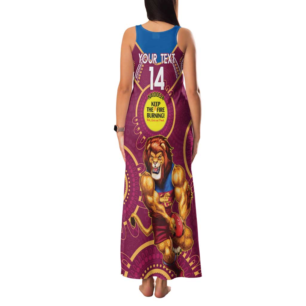 Custom AFL Brisbane Lions NAIDOC Week Family Matching Tank Maxi Dress and Hawaiian Shirt Keep The Fire Burning Indigenous Art