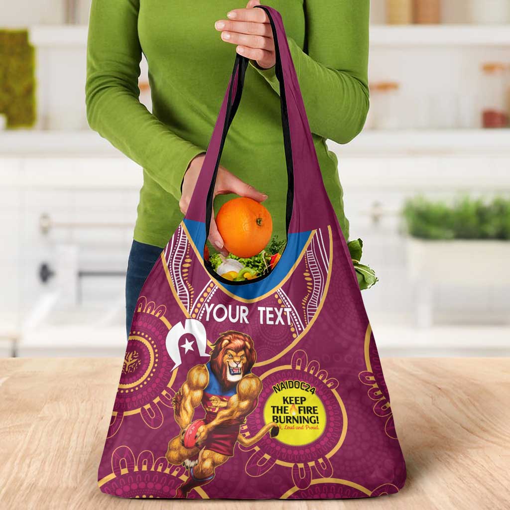 Custom AFL Brisbane Lions NAIDOC Week Grocery Bag Keep The Fire Burning Indigenous Art