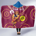 Custom AFL Brisbane Lions NAIDOC Week Hooded Blanket Keep The Fire Burning Indigenous Art