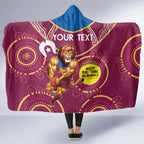 Custom AFL Brisbane Lions NAIDOC Week Hooded Blanket Keep The Fire Burning Indigenous Art