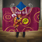 Custom AFL Brisbane Lions NAIDOC Week Hooded Blanket Keep The Fire Burning Indigenous Art