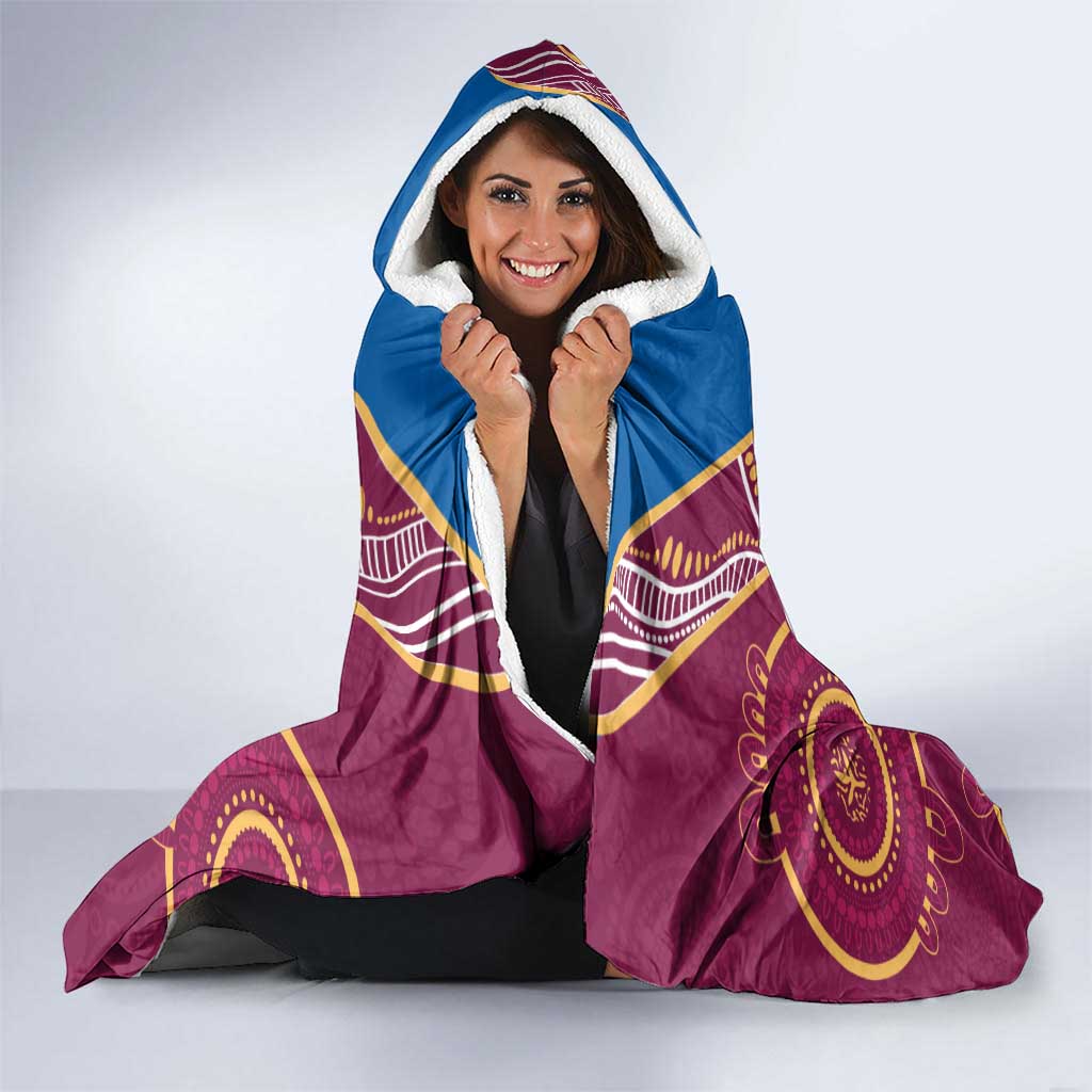 Custom AFL Brisbane Lions NAIDOC Week Hooded Blanket Keep The Fire Burning Indigenous Art