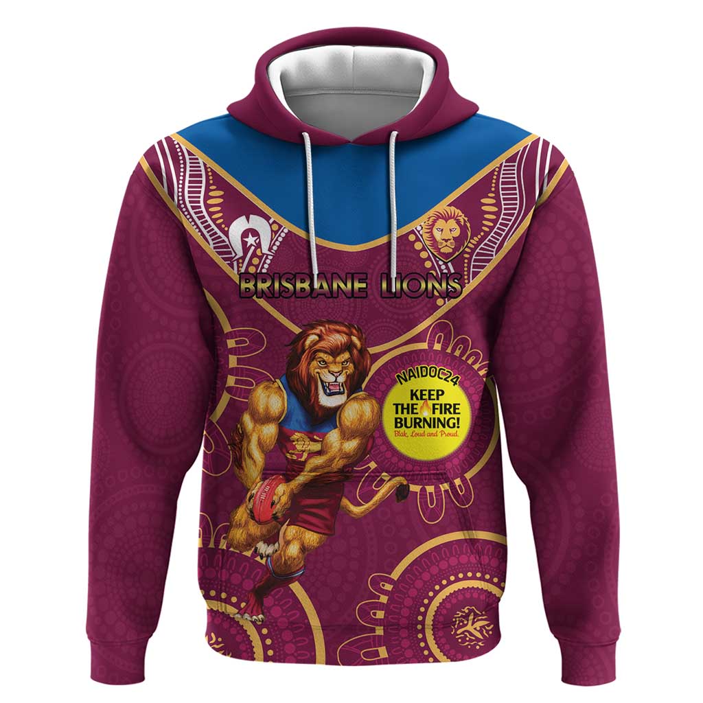 Custom AFL Brisbane Lions NAIDOC Week Hoodie Keep The Fire Burning Indigenous Art