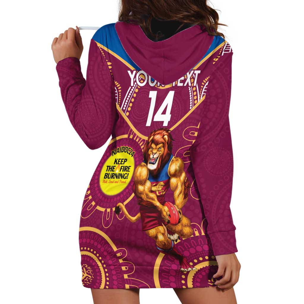 Custom AFL Brisbane Lions NAIDOC Week Hoodie Dress Keep The Fire Burning Indigenous Art
