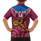 Custom AFL Brisbane Lions NAIDOC Week Kid Hawaiian Shirt Keep The Fire Burning Indigenous Art