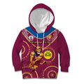 Custom AFL Brisbane Lions NAIDOC Week Kid Hoodie Keep The Fire Burning Indigenous Art