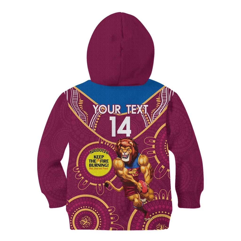Custom AFL Brisbane Lions NAIDOC Week Kid Hoodie Keep The Fire Burning Indigenous Art