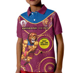 Custom AFL Brisbane Lions NAIDOC Week Kid Polo Shirt Keep The Fire Burning Indigenous Art