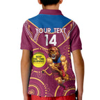Custom AFL Brisbane Lions NAIDOC Week Kid Polo Shirt Keep The Fire Burning Indigenous Art
