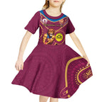 Custom AFL Brisbane Lions NAIDOC Week Kid Short Sleeve Dress Keep The Fire Burning Indigenous Art