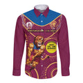 Custom AFL Brisbane Lions NAIDOC Week Long Sleeve Button Shirt Keep The Fire Burning Indigenous Art