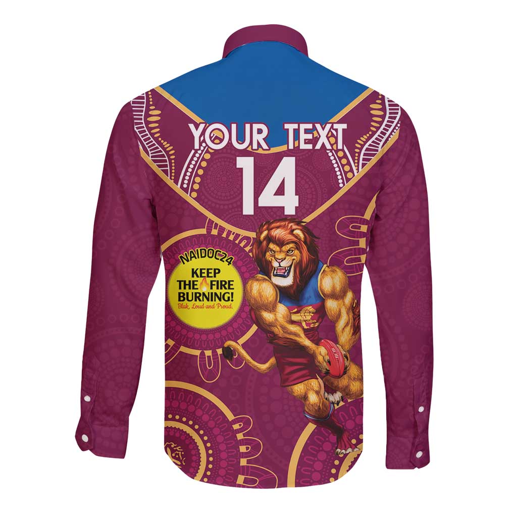 Custom AFL Brisbane Lions NAIDOC Week Long Sleeve Button Shirt Keep The Fire Burning Indigenous Art
