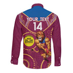 Custom AFL Brisbane Lions NAIDOC Week Long Sleeve Button Shirt Keep The Fire Burning Indigenous Art