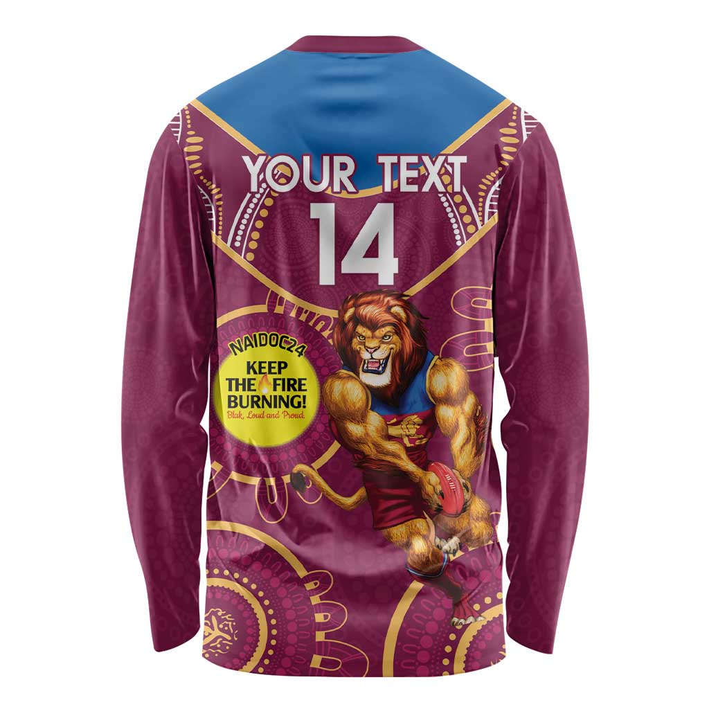 Custom AFL Brisbane Lions NAIDOC Week Long Sleeve Shirt Keep The Fire Burning Indigenous Art